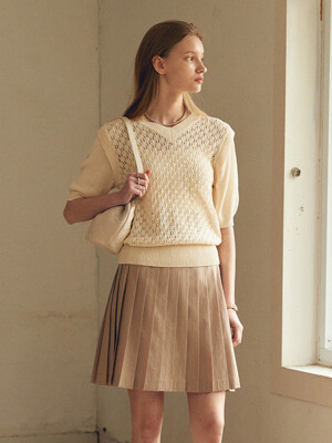 V-NECK JACQUARD KNIT(sand ivory)