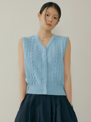 POD TWISTED KNIT VEST SKY BLUE