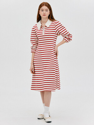 L Silhouette Stripe Dress_Red