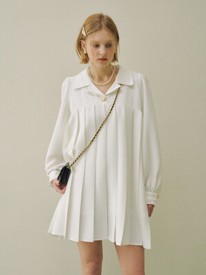 GRACE PLEATS DRESS - IVORY