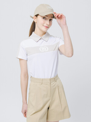 23SS 골프 드라이 쿨 기능성 셔츠카라 베이지 반팔 티셔츠