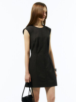Sleeveless Slim Mini Dress_CHARCOAL