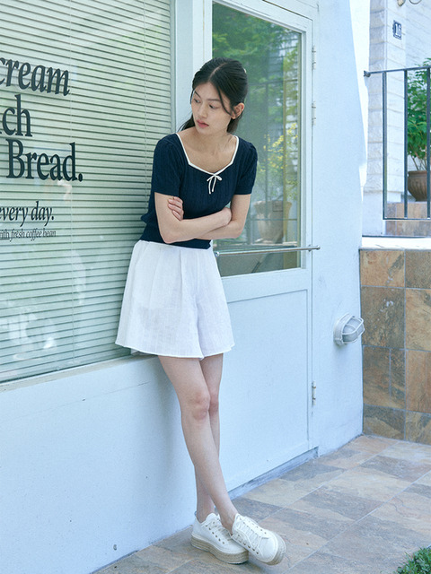 데님 - 르아보네 (Le abonne) - VOLUME BANDING PANTS_WHITE