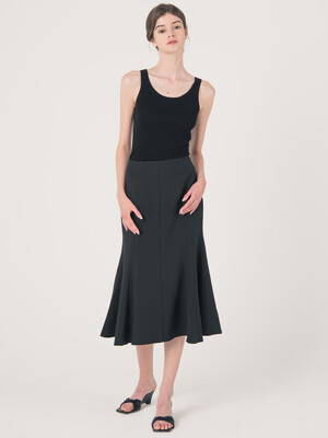 WED_Fishtail high waist skirt_BLACK