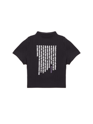 MOCK NECK TYPO CROP TOP IN BLACK