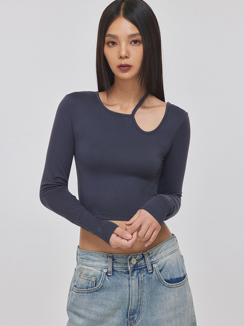 애슬레저,티셔츠 - 탑걸  (TOPGIRL) - COLLARBONE CUTOUT LONG SLEEVE TOP_T326TP102(CG)