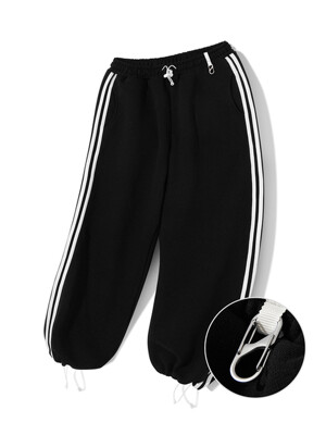 Wide String Sweat Pants P15 - Black
