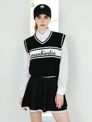 LOGO EMBROIDERY VEST 로고 자수 컬러블록 베스트 BLACK