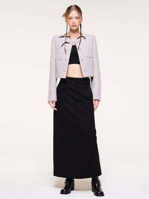 [단독] Belt Long Skirt, Black