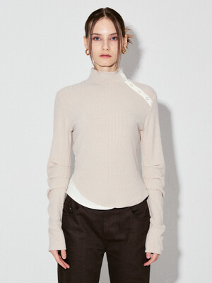 MABEL SLEEVE TUCK TOP_BEIGE