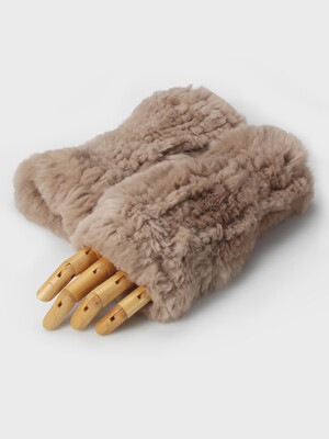 Rabbit hair Fur Finger Less Gloves MFFG001BP