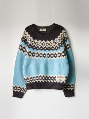 Classic Nordic Merino Wool Knit (Sky blue)