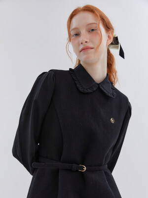 TIE FRILL COLLAR BLOUSE_BLACK