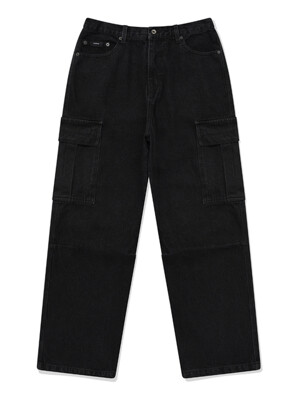 SP WIDE FIT CARGO DENIM PANTS-BLACK