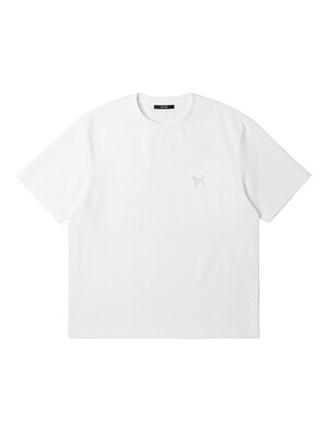 남성 리싸이클 분또 강아지 프린트 반팔 라운드 티셔츠 (O-WHITE) (HA4ST91-33)