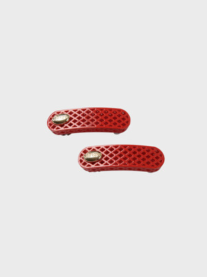 WAFFLE HAIR CLIP SET (RED)