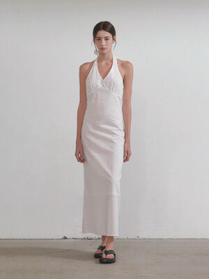Maxi halter dress - White lace