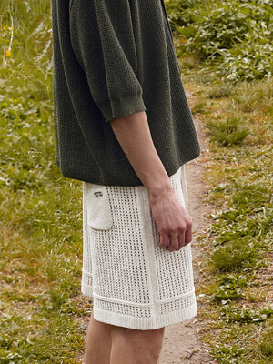 Linen boucle crochet shorts_Linen