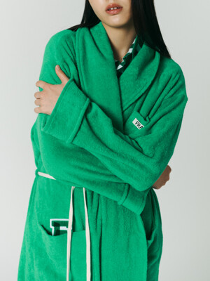 FRANKLY Logo Fetch Terry Robe,Green