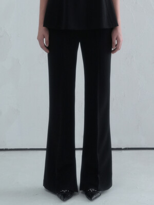 Par Pintuck Bootscut Slacks BLACK