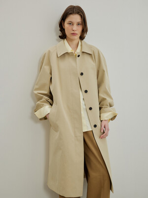 Cotton Blended Car Coat, Beige