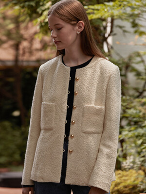 Boucle tweed jacket - Cream ivory