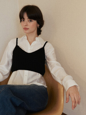 CROP KNIT BUSTIER TOP_BLACK