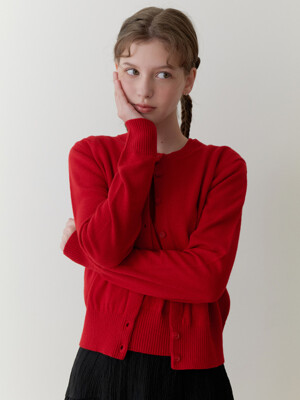 Pea wool cardigan (red)