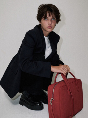 Big square bento bag Suede Brick red