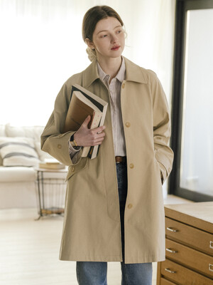 A-line silhouette half trench coat_Beige