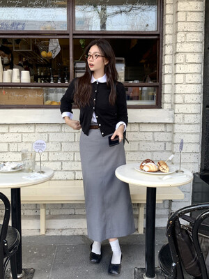 Stitch H-Line Long Skirt[LMBESPSK5407]-Gray