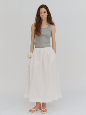 Pure cotton shirring skirt_white