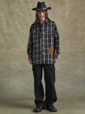 NOAH PATCH CHECK SHIRTS atb1238m(BLACK)
