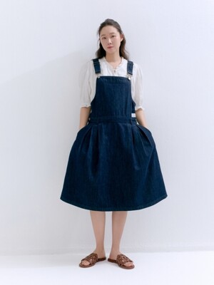 denim overall one-piece - indigo