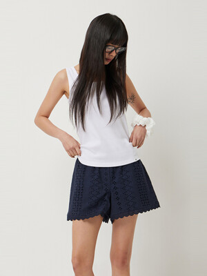 SIS Berry Rib Embroidered Label Sleeveless WH