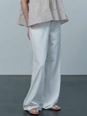 soft cotton wide pants (white)