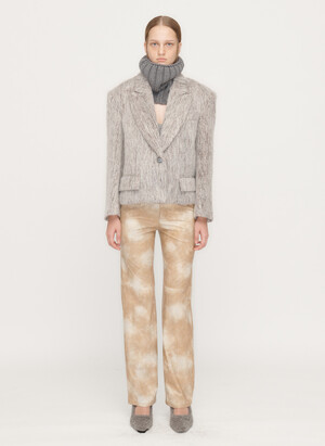 FAUX LEATHER TIE-DYE PANTS, BEIGE