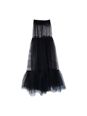 [주문제작]17FW BLACK MESH SHIRRING SKIRT