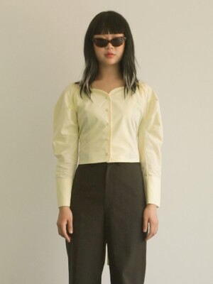 SHIRRING RIBBON BLOUSE_YELLOW