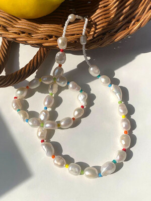 Rainbow Fresh Water Pearl Beads Necklace