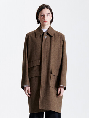 SINGLE BALMACAAN COAT BROWN