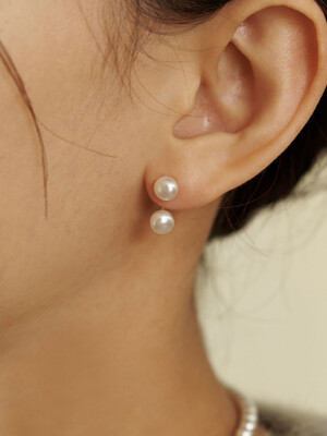 Button Pearl Ear Jacket Earrings_EC1767