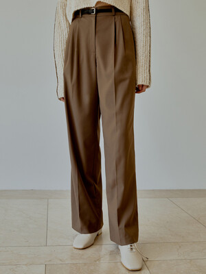 Normal pintuck slacks (brown)