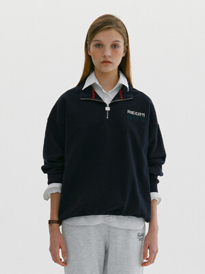 Unisex Half Zip-Up Sweatshirt Navy
