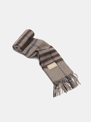 wool classic check muffler (M008_dark beige)