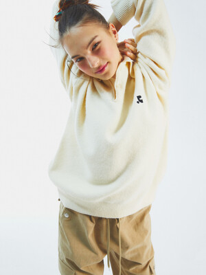 RR OVERSIZE POLO KNIT TOP - IVORY