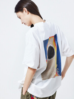 [COLLECTION LINE] MMMH 자수 오버핏 반팔 티셔츠 화이트