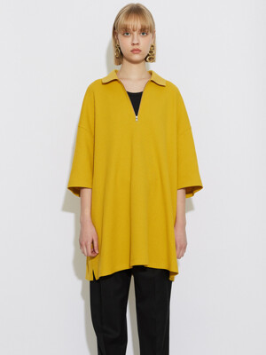 WAFFLE TEXTURED OVERSIZED POLO MUSTARD