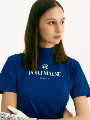 BASIC LOGO MOCK NECK T-SHIRT - BLUE