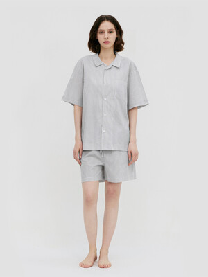 Stay Stripe Pajamas Short Pants - Gentle Black